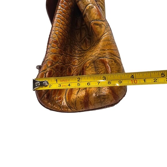 Vintage Brahmin Crocodile Embossed Shoulder Bag 14" Toasted Almond Handbag - Picture 13 of 16